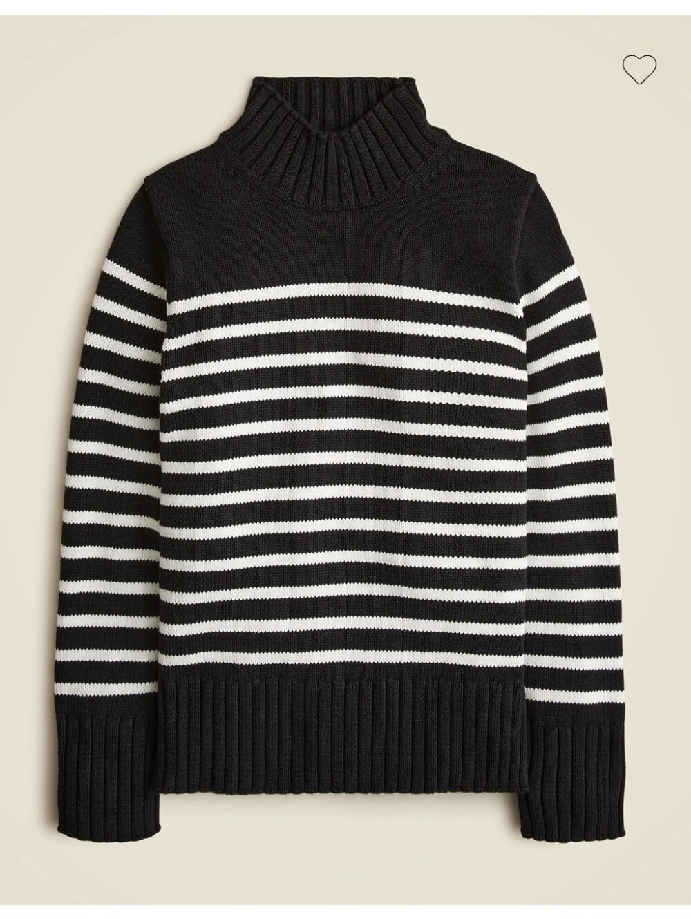 NWT J. Crew Black & White Striped Turtleneck Sweater Oversized Size XS